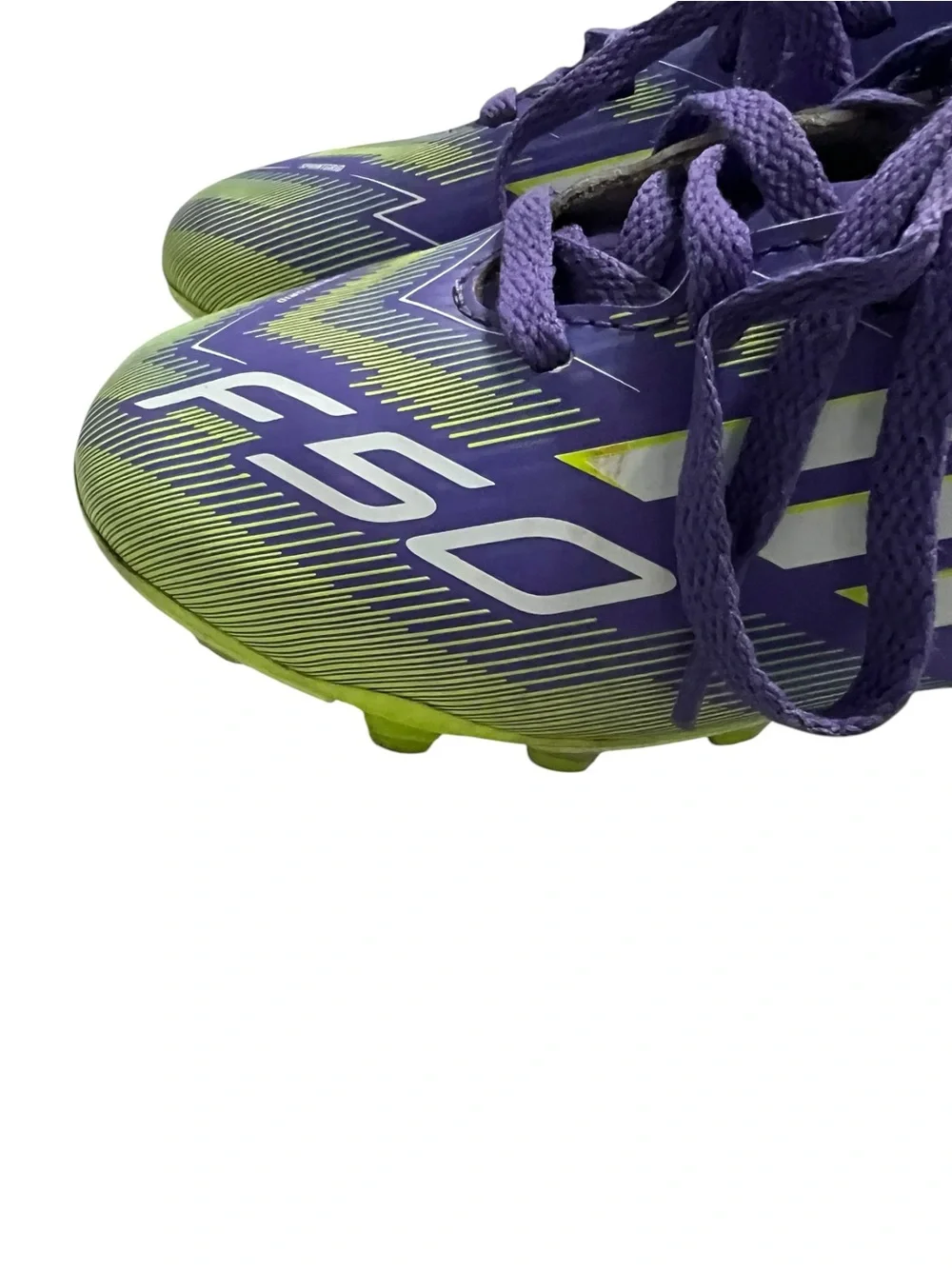 Adidas Sz 13 Youth F50 Club Purple & Lime Soccer Cleats